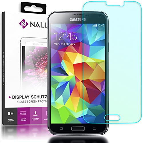 NALIA Verre Trempé compatible avec Samsung Galaxy S5 / S5 Neo, Protection d'Écran Complète LCD Film Protège Téléphone Portable, 9H Screen-Protector Remplacement Vitre Mince Résistant - Transparent
