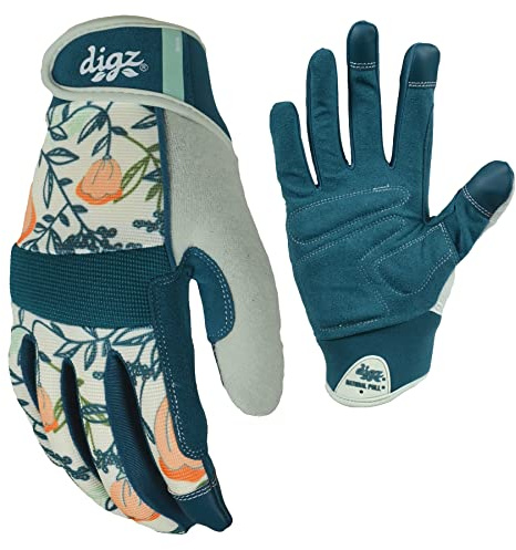 High Performance Garden Gloves for Women, Thorn Proof Gardening Gloves, Touchscreen Compatible, Reinforced Palm & Knuckle Padding for Protection, Medium, 1-Pack, Coral Floral Pattern | 77861-23 | 4-way spandex , Touchscreen fingertips and reinforced palm , Adjustable wrist strap for gardening/weeding/and yard work