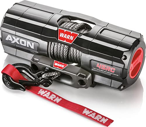 WARN 101240 AXON 45-RC Powersports Seilwinde mit synthetischem Spydura-Seil und Hub-Funkempfänger: 0,6 cm Durchmesser x 7,8 m Länge, 2,25 Tonnen Zugkapazität, Schwarz