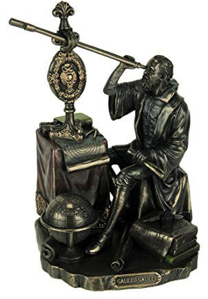 Gallileo Galilei Teleskop-Statue, Bronze-Finish