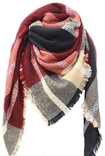 Bakicey Damen Schal XXL Warm Weich Strickschal Karo Winterschal Herbstschal Wolleschal Frauen Deckenschal Halstuch Scarf Poncho Cape, 15, 3XL