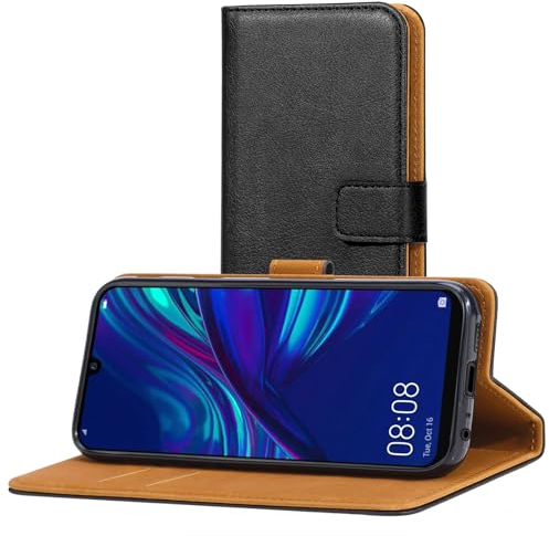 AICEK Hülle Kompatibel mit Huawei P Smart 2019, Lederhülle für Huawei P Smart 2019 Schutzhülle PU Leder Klapphülle mit Kartenfach Ständer Magnet Funktion Schwarz (6,21 Zoll)