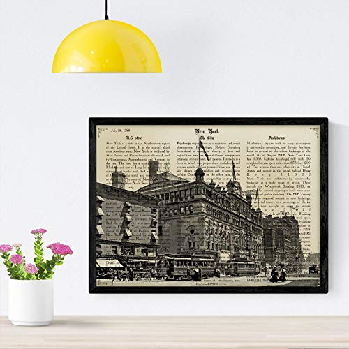 Nacnic Poster New York 7. Drucke und Illustrationen der Welt Städte und berühmte Sehenswürdigkeiten. A4-Format