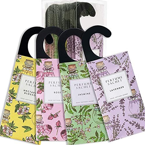 Rose Cottage 12 paquetes de 4 aromas de flores para armario de aire ambientador desodorante perfumado bolsitas bolsas para cajones y armario
