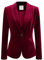 Allegra K Blazer en velours pour femme à manches longues et revers cranté avec simple boutonnage Couleur unie, rouge vin, 44