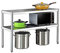 Etagère de Micro-Onde, 45 cm de profondeur Support de stockage de four en acier inoxydable à 3 niveaux pour ranger les fournitures de cuisine ou les articles de maison/argent / 60cm