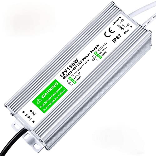 JOYNANO 150W Wasserdichtes Netzteil 12V 12.5A AC-DC-Wandler IP67 für CCTV Überwachung LED Display Außenleuchte und mehr