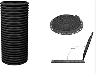 SP Kontrollschacht DN600 mit Schachtdeckel zum Aufklappen Schacht Höhe:ca. 57 cm Drainageschacht Sickerschacht Wartungsschacht, Schwarz
