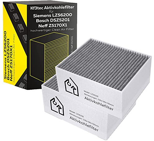 KF3TEC® Aktivkohlefilter 2er Set für Siemens/Bosch/Neff/Gaggenau Cleanair Filter DSZ5201 / LZ56200 / Z5170X1 / 00678460 (Siemens/Bosch/Neff/Gaggenau Filter - DSZ5201 / LZ56200 / Z5170X1 / 00678460)