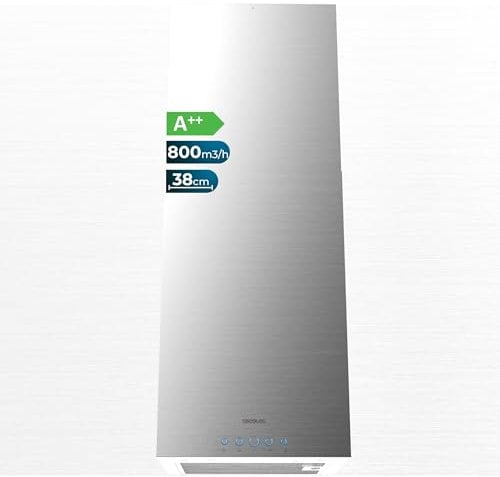 Cecotec Campana Extractora en Isla Extractor Bolero Flux ICT 388000 Inox A++. 210W, 38cm, 800m3/h, Clase A++, Control Electrónico, 3 Niveles, Filtros Carbono y Aluminio, LED, Delay Function