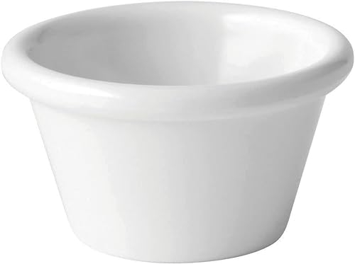 Chabrias Pack of 24 Plain Traditional Ramekins Condiment Pots, Sauce Ramekins, Dip Bowls, Tough Plastic Sauce Pots, Made in England (White 2oz)