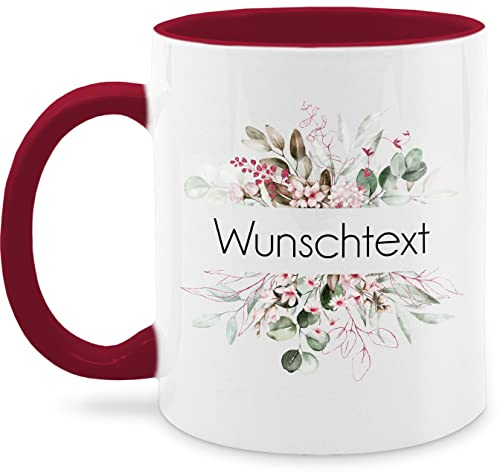 Tasse Tassen 325ml - Aufdruck selbst gestalten - Wunschtext I Geschenk personalisiert I Geschenk Weihnachten - 325 ml - Bordeauxrot - kaffeetasse fürs büro custom mug personalisierte blume