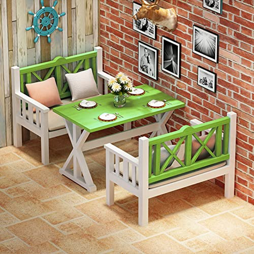 Outdoor Garten Bank, 3-teiliges Terrasse Bistro Esstisch und Stuhl Set, Retro farbige Massivholz Esstisch und Stuhl Set, Bringen 2 Stühle, Verwendet in Büro Lounge Küche Wohnzimmer Couchtisch