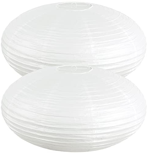 Retisee 2 Stück 61 cm ovale Papierlaternen Pendelleuchte Lampenschirm Hängende chinesische japanische Laterne China-Kugel für Partyzubehör Brautdusche Dekoration Jahrestag Geburtstag einfach zu