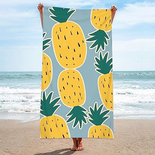 Epinki Badetücher Strandtücher Jungen 70x150CM, Ananas Strandhandtuch aus Mikrofaser, Duschtücher Badehandtuch Fitnessstudio Strandtuch für Strand/Poolside/Strandstühle - Grau Gelb Grün