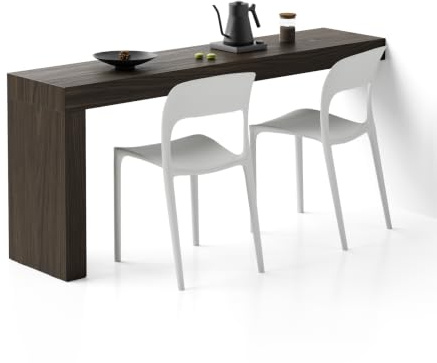 MOBILI FIVER, Evolution Esstisch 180x40, Nussbaum, Dunkel mit einem Bein, Made In Italy