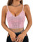 Naimo Damen Glitzer Pailletten Crop Top mit Quaste Ärmellos V-Ausschnitt Spaghettiträger Tank Tops Weste Cami Strass Fransen Oberteile