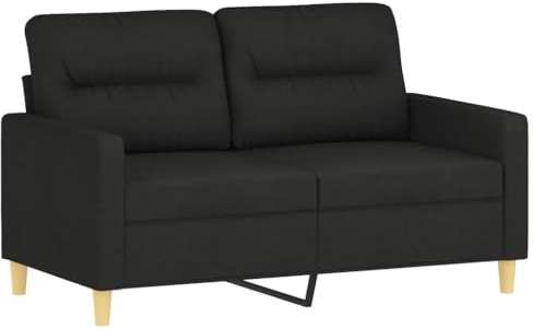 vidaXL Sofa 2-Sitzer, Loungesofa Couch mit Armlehnen Rückenkissen, Wohnzimmersofa Designsofa Metallgestell, Sitzmöbel Zweisitzer, Modern, Schwarz Stoff
