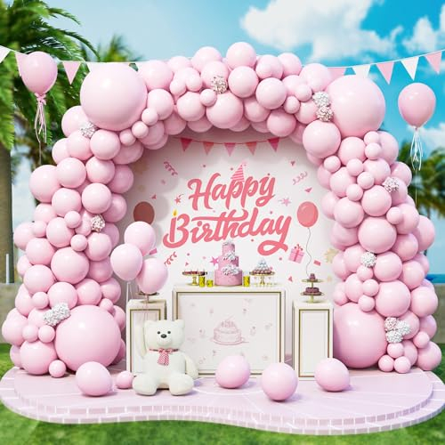 Palloncini Rosa Pastello, 143 Pezzi Dimensioni Diverse Macaron Rosa Chiaro Arco Palloncini Kit con Nastro per Ragazze Donne Festa di Compleanno Baby Shower Fidanzamento Matrimonio Battesimo Nuziale