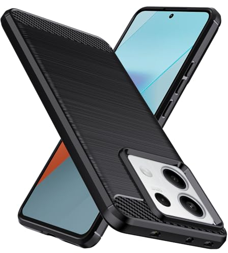 Natbok Custodia Cover per Xiaomi Redmi Note 13 Pro 5G/Poco X6 5G, Fibra di Carbonio Morbido Silicone TPU Cover, Antigraffio, Antiscivolo, Antiurto, Nero
