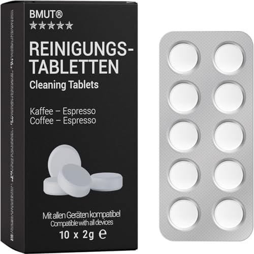 Lot de 10 pastilles de nettoyage pour machines à café automatiques | contre les résidus d'huile de café | pour Jura, Siemens, Delonghi, etc.