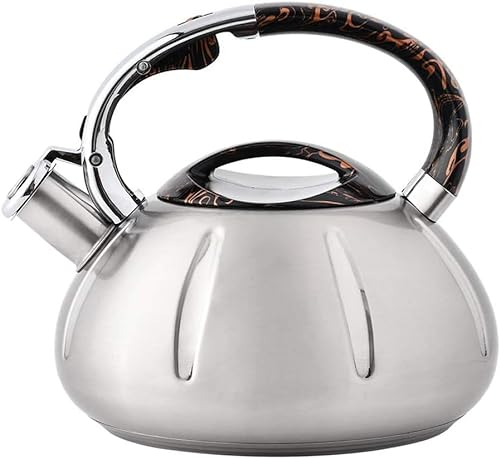 MaGiLL Stove Top Kettle,Whistling Kettle, for All Hob/Stove, Gas, Induction, Food Grade Stainless Steel, High Capacity Pumpkin Shape, Decal Process, Thickened Composite Bottom(3L)