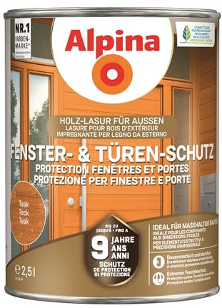 Alpina Fenster- und Türen-Schutz Teak 2,5 Liter seidenmatt