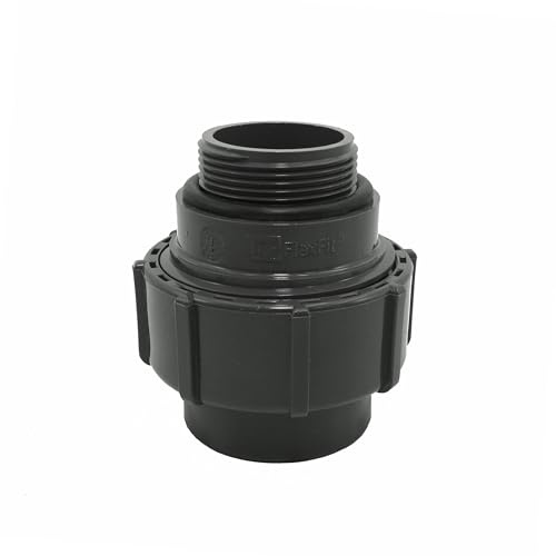 HAF PVC Flexfit Übergangsverschraubung mit 50mm x 1 1/2 | Klemmkupplung x Außengewinde | Klemmverbinder aus grauem PVC | PN4 für Verbindung von Flexschlauch, Poolverrohrung, Druckleitung, Rohrleitung