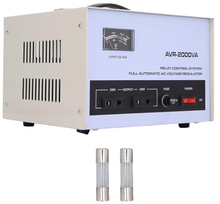 Regolatore Automatico di Tensione Convertitore Step Up Down Monofase da 2000 W con Prese Universali, per Vari Dispositivi (Spina europea)