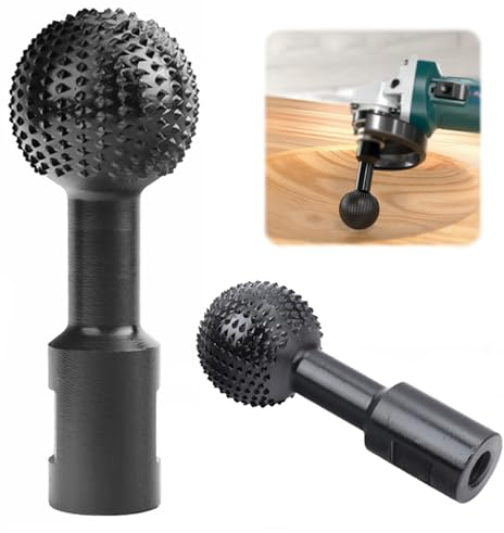 1 Pieza Fresa Esférica de Madera, Fresa Giratoria de Esférica 14mm, Cincel de Bolas 40 mm, para Amoladora Angular 115/125-Negro