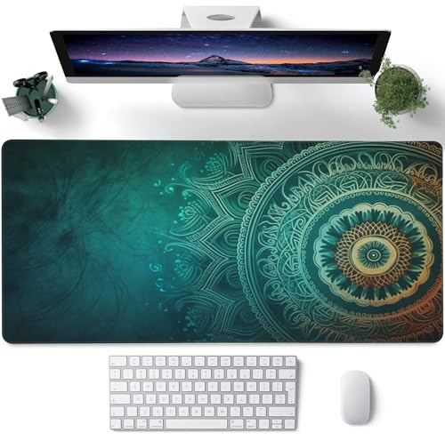 Großes Gaming-Mauspad für den Schreibtisch, Retro-Mandala-Blumen-Schreibtischunterlage für den Schreibtisch, Mandala-Blumen-Schreibtischunterlage, erweitertes großes Computer-Tastatur-Mauspad mit