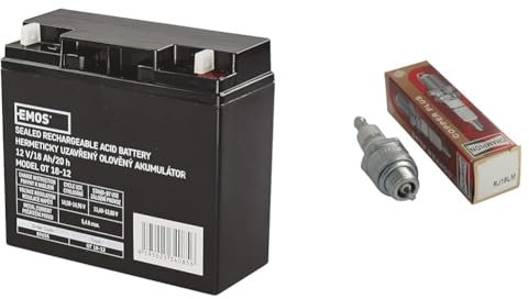 Les emos Entretien libre Accumulateur au plomb 12 V, 18 Ah, 1 pièce, b9655 & CHAMPION - Bougie D'Allumage CHAMPION RJ19LM - Durable & Fiable - Haute Qualité