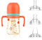 nohlerlife Tasse d'apprentissage pour Bébé, Biberon à Paille Enfant anti-débordement, Gobelet à jet souple étanche 240ml/8oz, avec 3 types de becs en silicone, sans BPA (Orange)