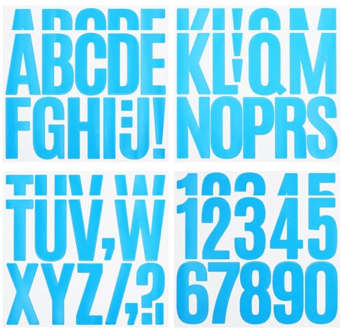 6 Sheets 3 Inch Vinyl Capital Letter Stickers, 2 Sheets 0-9 Number Stickers, Waterproof Alphabet Number Sticker for Mailbox, Water Bottle, Luggage and Marks - Blue