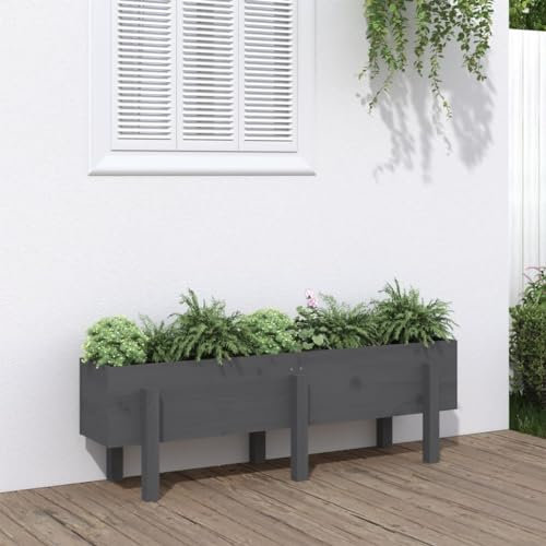 XGWKCNV Furniture select-Garden Raised Bed Grey 121x30x38 cm Solid Wood Pine