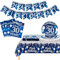 Yiran Cheers to 30th Years Party Tableware Decorations,Tableware Includes Navy Blue Silver Banner Napkins Paper Plates Table Cloth Cover for Men,Women,Him,Her 30th Birthday Party Celebration Supplies