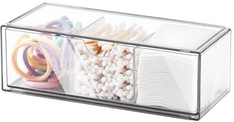 ilauke Juego de organizadores de cosméticos, cajones organizadores con 3 cajones, diseño transparente, apilable, caja de almacenamiento para tocador, baño, cómoda, ideal para maquillaje, pintalabios