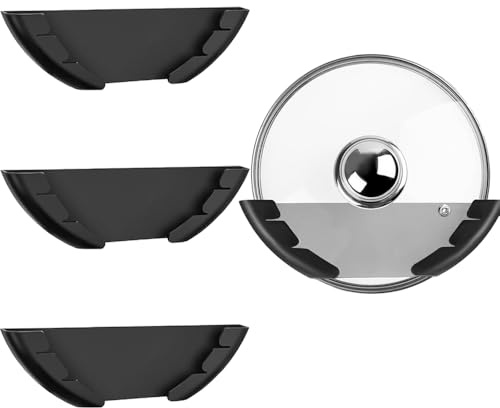 BIZOI Topfdeckelhalter Wand Set, 3 Stück Deckelhalter Selbstklebend, Wand Pfannendeckel Halterung, Kunststoff Topf Abdeckung Halterung, Topfdeckelhalter für 15-32 cm Große Pfannendeckel