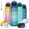 Gourde 1l, Gourde Sport, Anti Fuite, Gourde Graduée pour 1 Journee, Facile à Nettoyer, Gourde Randonnée, Réutilisable, Gourde Adulte avec Slogan de Motivation, pour Aptitude, Camping, Yoga, Voyages