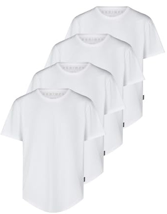 DENIMFY Tshirt Herren lang geschnitten Set 100% Baumwolle Regular Fit | DFPaco 4er Pack Basic Rundhals Kurzarm Sommer Tee Shirt Schwarz Weiß Blau Grau Grün S M L XL XXL 3XL 4XL 5XL