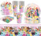 51PCS Princes-s Party Tableware Set, Birthday Decorations with Paper Plates Cups and Napkins Tablecloth, Pink Party Supplies for Kids Girls, 10 Guests