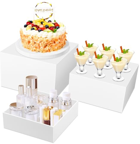 UTOCLEC 3 Stück Acryl Ständer für die Ausstellung, 16/18/20 cm Tortenständer, Dessert-Ständer mit Hohlen Böden, Display für Getränke/Torte bei Hochzeiten/Party/Buffet
