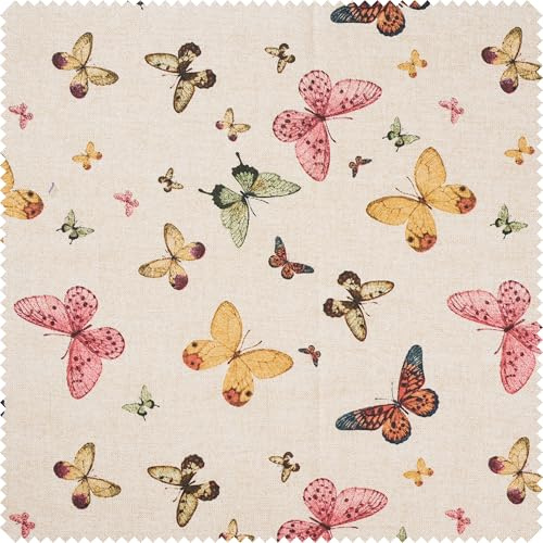 VBS Dekostoff Leinenoptik Schmetterlinge Motivstoff 140 cm breit
