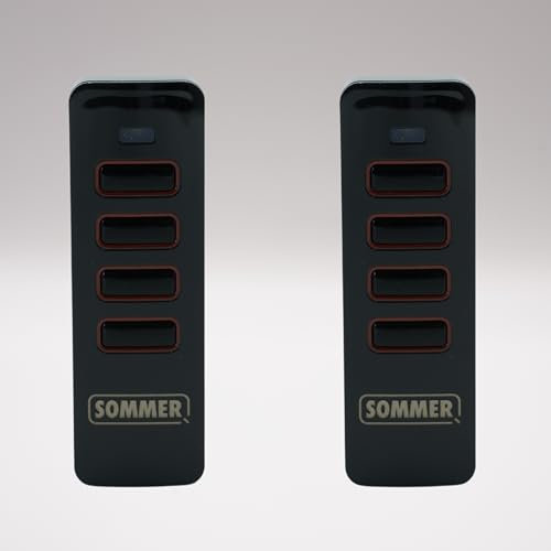 Sommer Pearl 4018 - Telecomando cancello e garage - 4 pulsanti - Nero/Rosso - 868 MHz - Tecnologia SOMloq2 - Codifica sicura AES - Rif. 4018V000 + 1 portachiavi DOMOBIP (nero e rosso, confezione da 2)