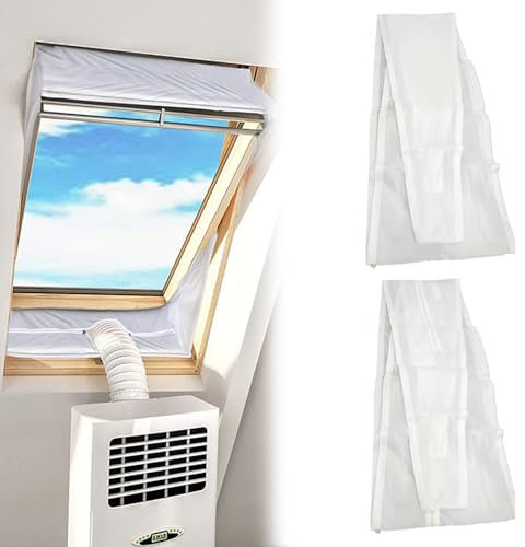 Air Conditioner Window Seal Kit, Centre Pivot Roof Window Seal Kit for Portable Air Conditioner, Windproof Fastening Tape Zippered AC Vent Seal for Window and Wall (230cm)
