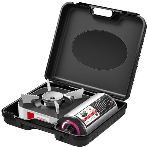 Campingofen-portabler Herd 2100W Anti-Winding | Faltbares Lichtwegsbrenner | Outdoor Herd zum Wandern, Picknick, Küche im Freien, Terrasse, Grill, Garten,