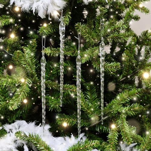 Melody Maison Set Of 4 Large Clear Acrylic Icicles - 29cm