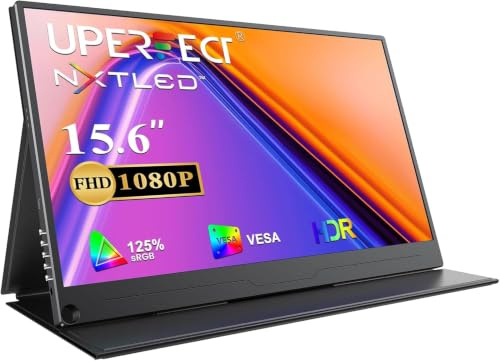 UPERFECT Portable Monitor 15.6 125% sRGB NxtLED™ Second Screen for Laptop | Flicker-Free Low Blue Light Display, 2000:1 Eye Care Travel Display, USB-C & HDMI External Screen for PC/Phone, w/Smart Cover