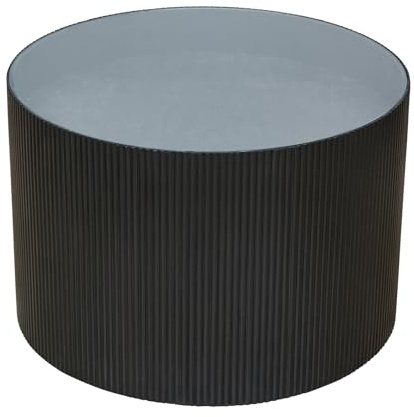 SVITA Carla Beistelltisch Rund Wohnzimmertisch 59x39cm (Ø x H) Rattan-Optik Paulownia Holz Schwarz/Schwarz