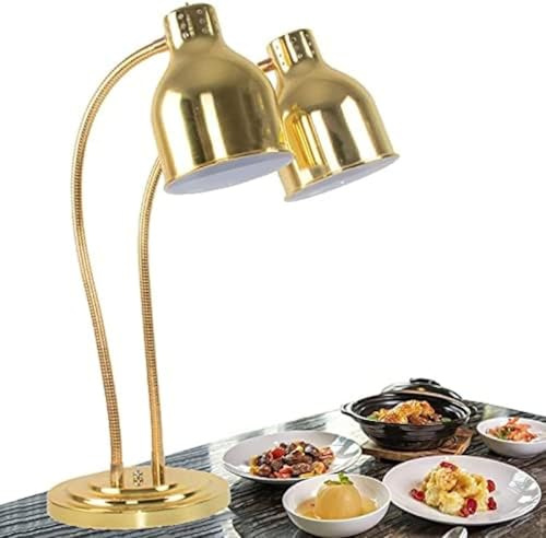 Lámpara de calor comercial de doble cabeza, ajustable, para bufé, para catering y fiestas, mantiene calientes pizza, filete y pollo frito